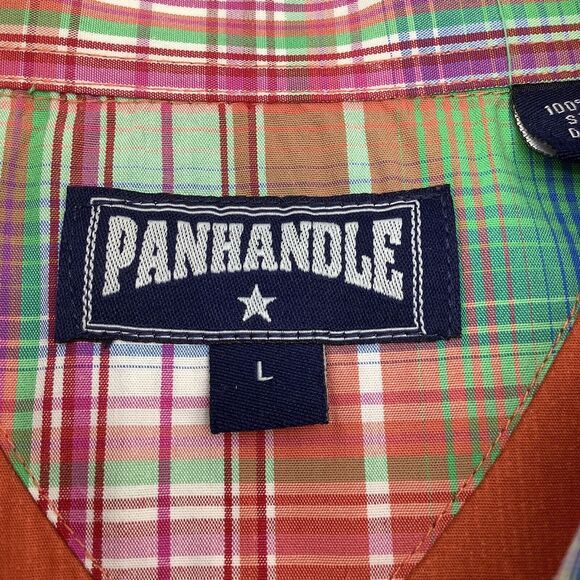 Panhandle Mens Long Sleeve Pearl Snap Shirt Orange Size Large - Picture 5 of 7
